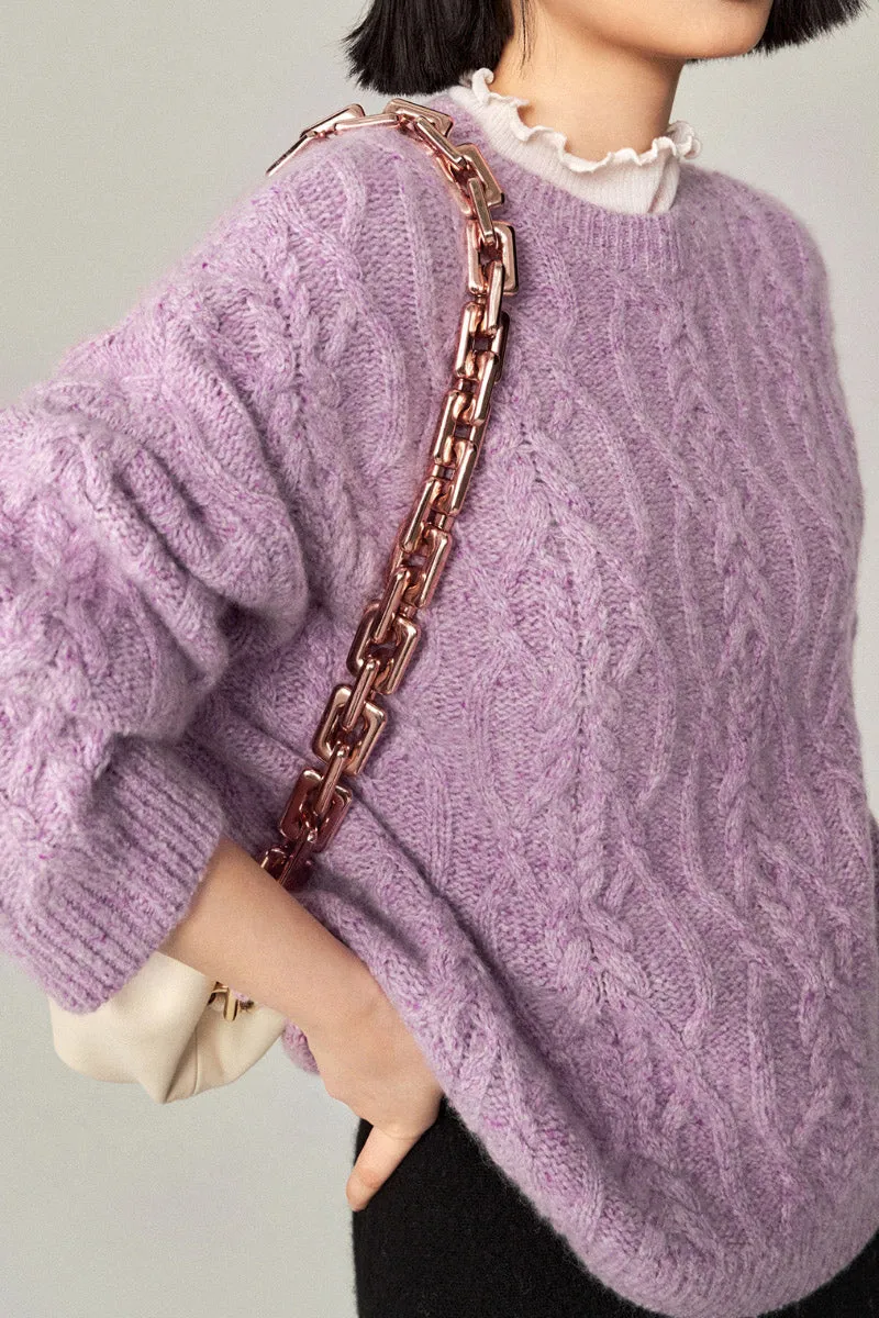Super Chunky Cashmere Cable Knit Crewneck Sweater