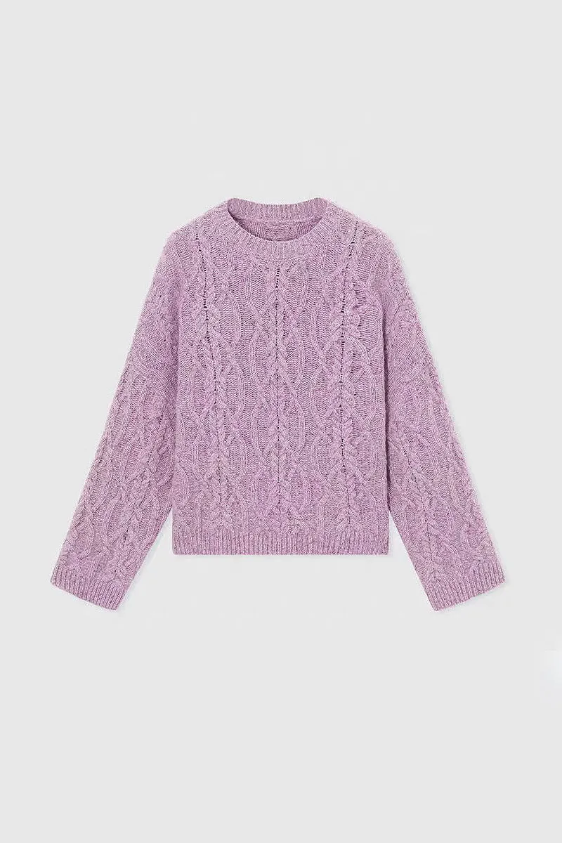 Super Chunky Cashmere Cable Knit Crewneck Sweater