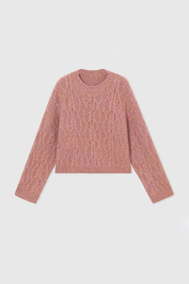 Super Chunky Cashmere Cable Knit Crewneck Sweater