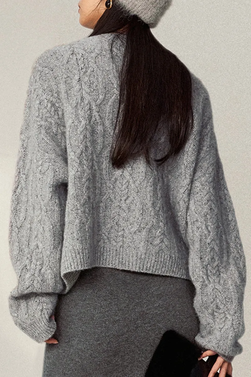 Super Chunky Cashmere Cable Knit Crewneck Sweater