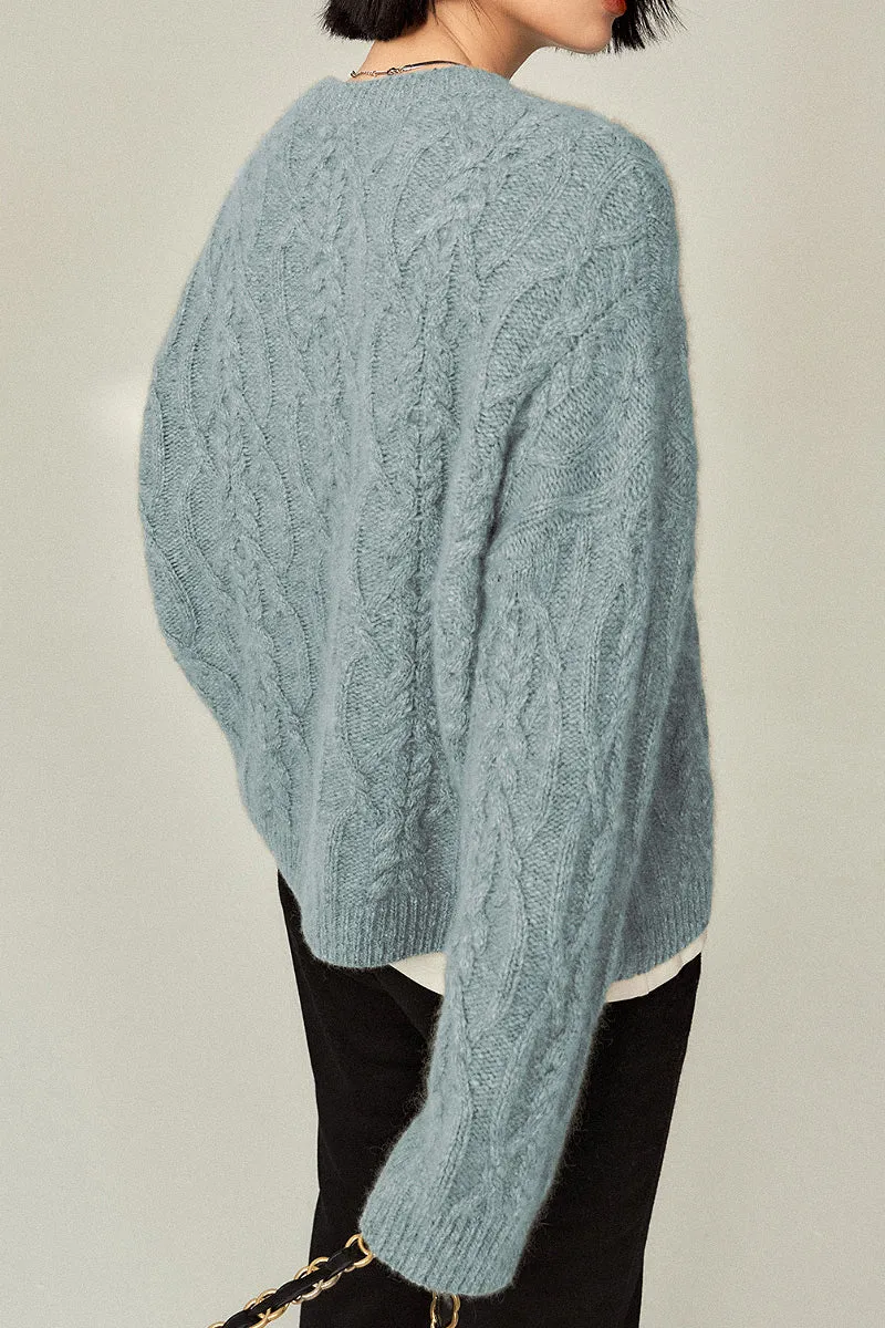 Super Chunky Cashmere Cable Knit Crewneck Sweater