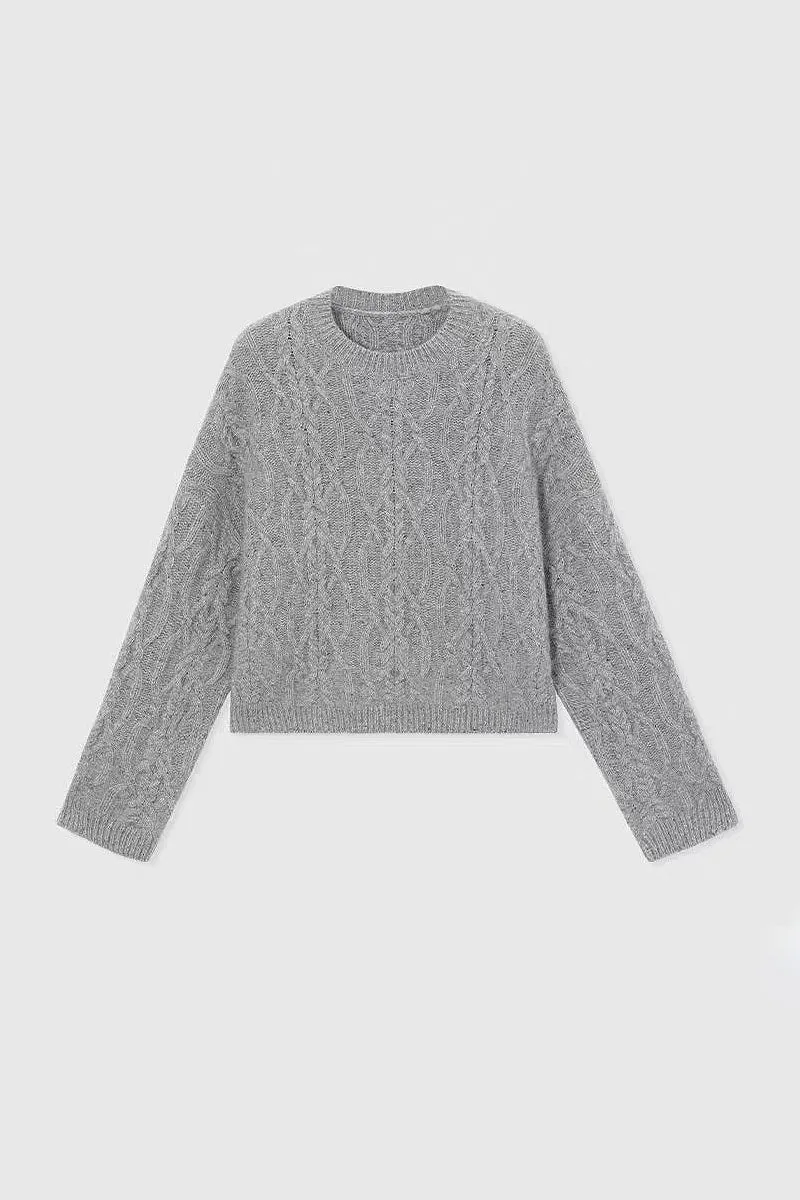 Super Chunky Cashmere Cable Knit Crewneck Sweater