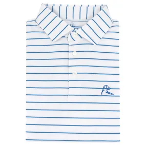 The Deck Stripe | Performance Polo | The Deck Stripe - White/Birdie Blue