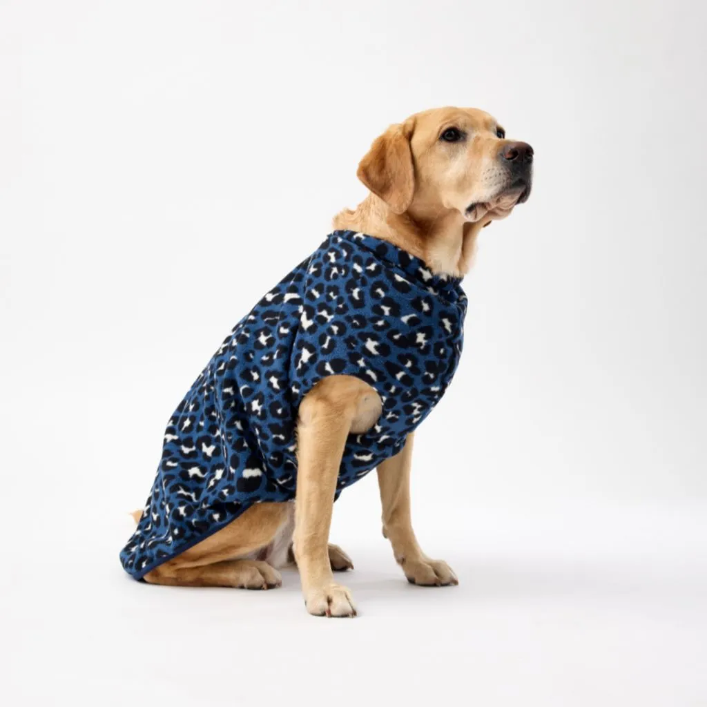 The Floofy Fleece Dog Coat | Blue Animal Print