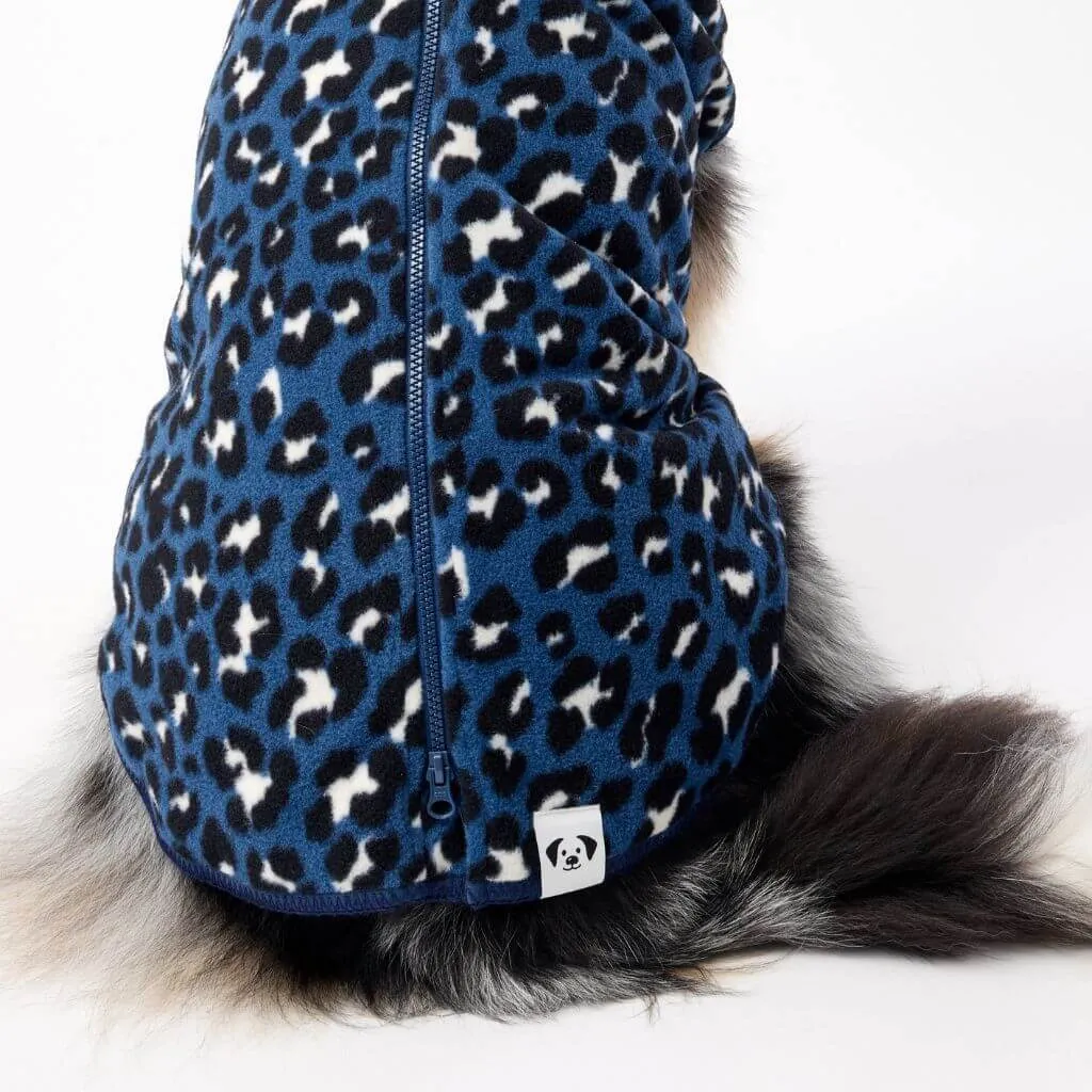 The Floofy Fleece Dog Coat | Blue Animal Print