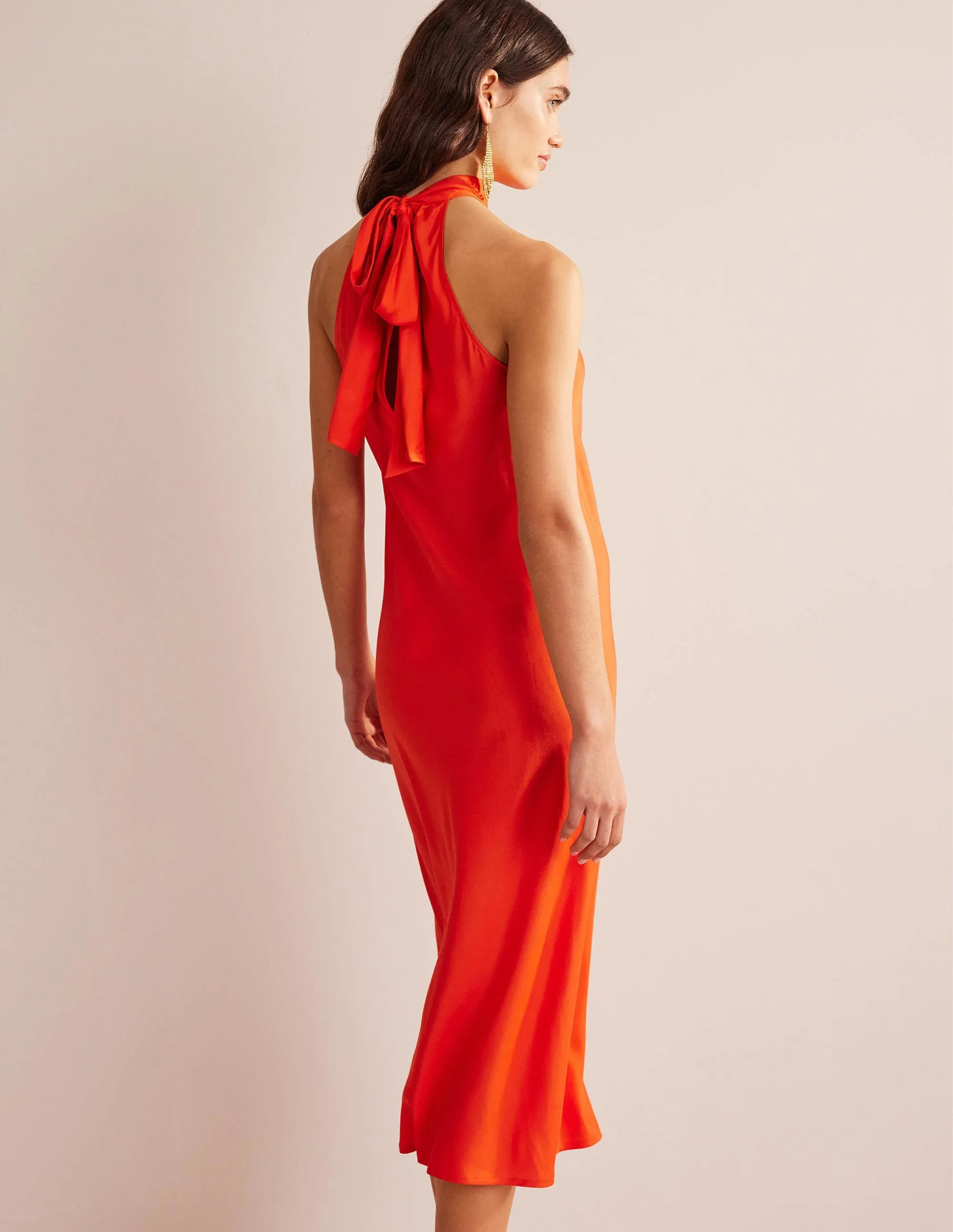 Tie Back Slip Midi Dress-Cherry Tomato