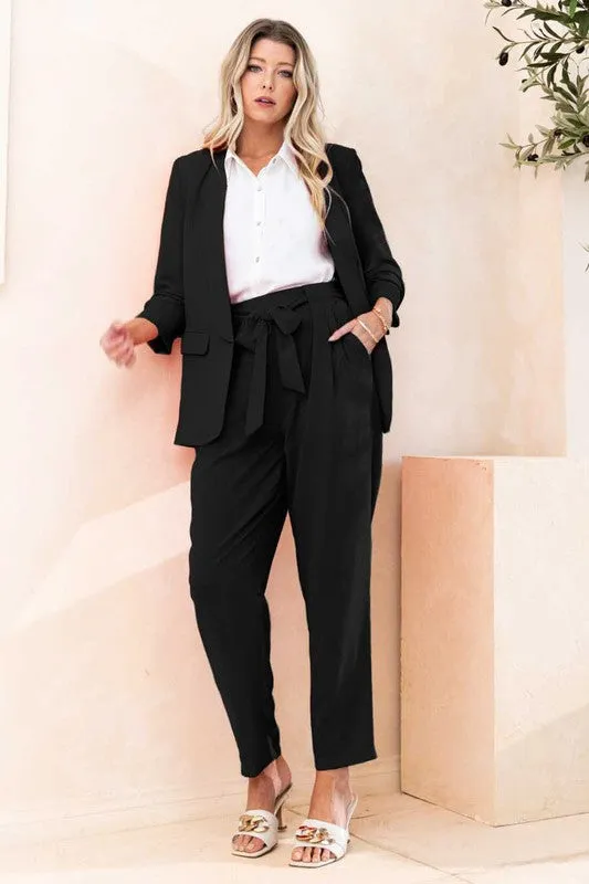 Tie Waist Pants in Black