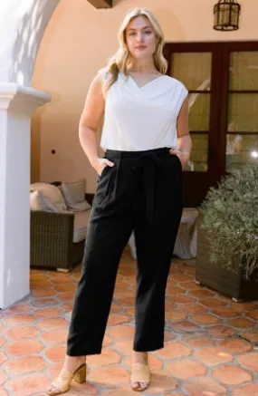 Tie Waist Pants in Black