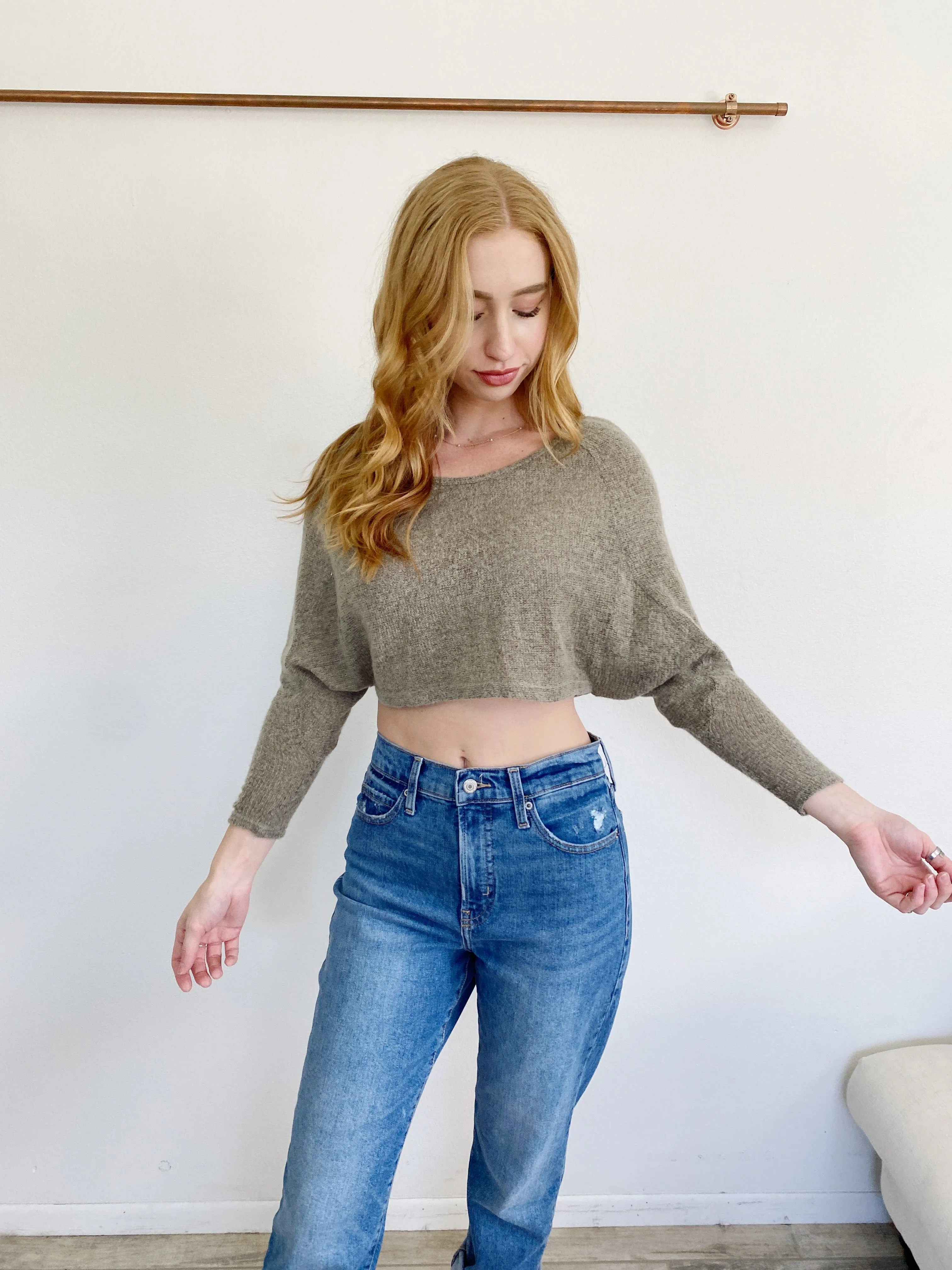 TOBI Knit Neutral super soft Crop Sweater XS