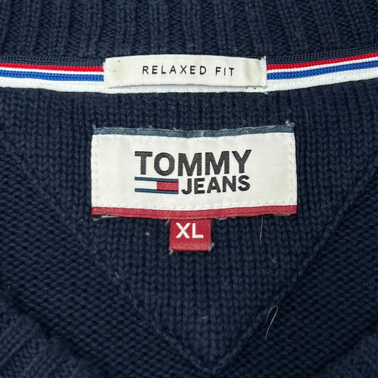 TOMMY JEANS Tommy Hilfiger Big Spellout Colour Block Knit Crewneck Sweater Jumper