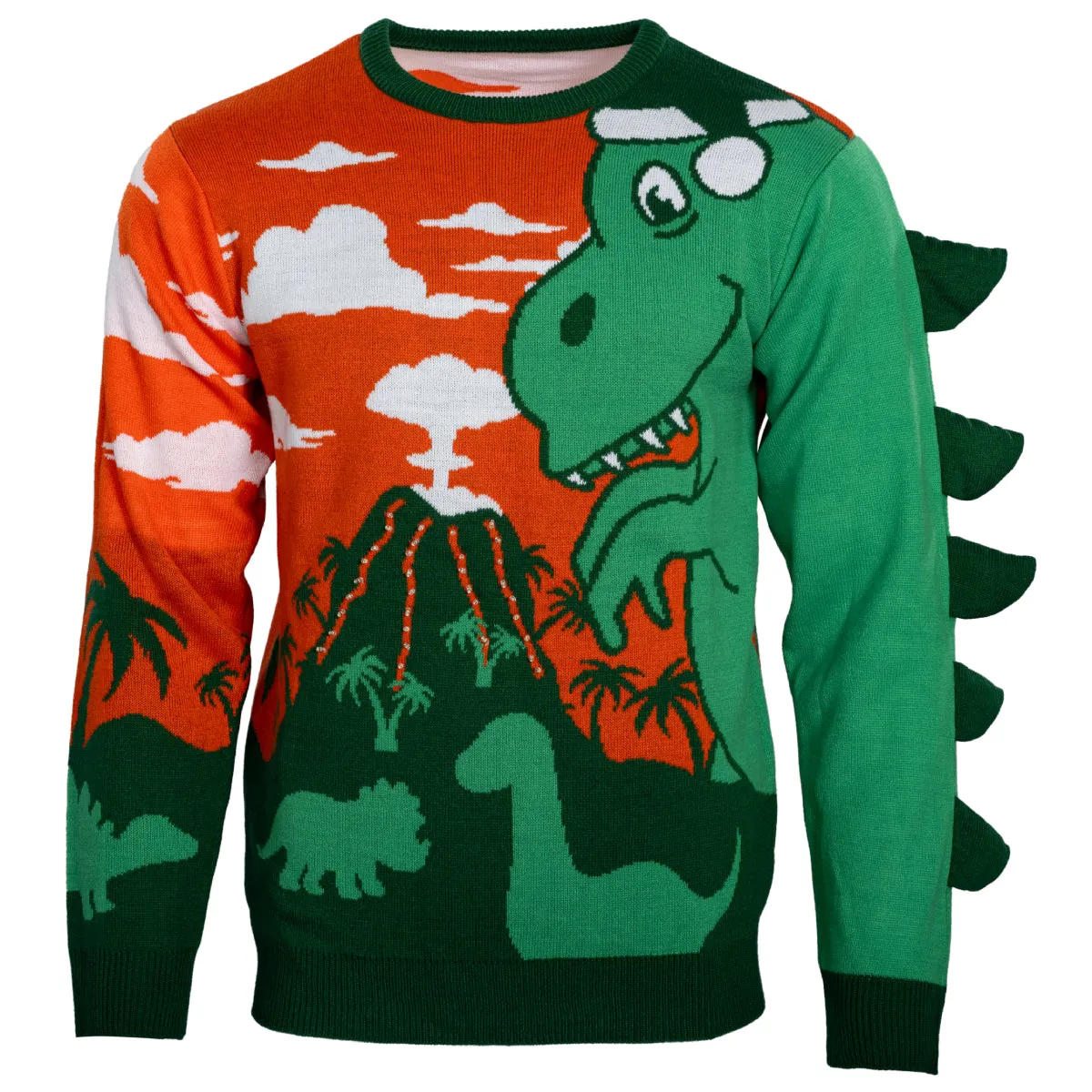 Ugly Christmas Sweater JulesRoche 3D LED T-Rex Design