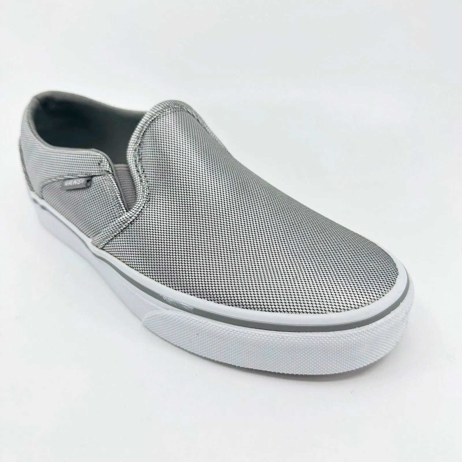 Vans Asher (Textile) Silver White Gray Womens Size 6 Casual Slip On Shoes