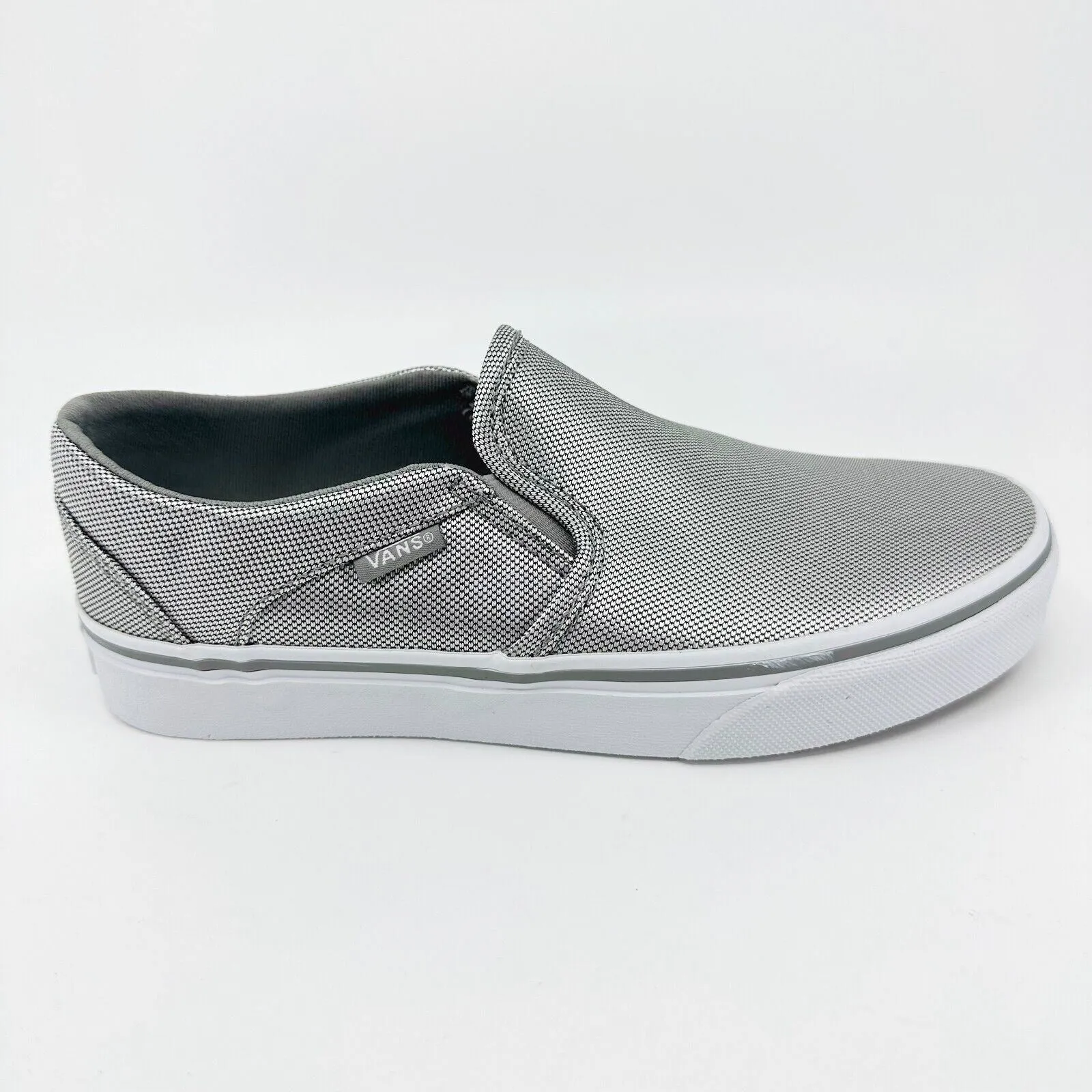 Vans Asher (Textile) Silver White Gray Womens Size 6 Casual Slip On Shoes
