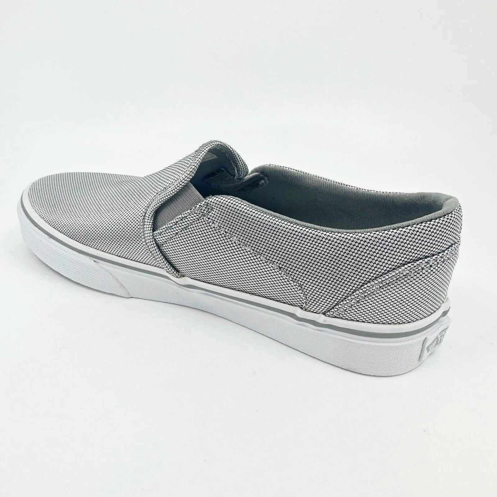 Vans Asher (Textile) Silver White Gray Womens Size 6 Casual Slip On Shoes