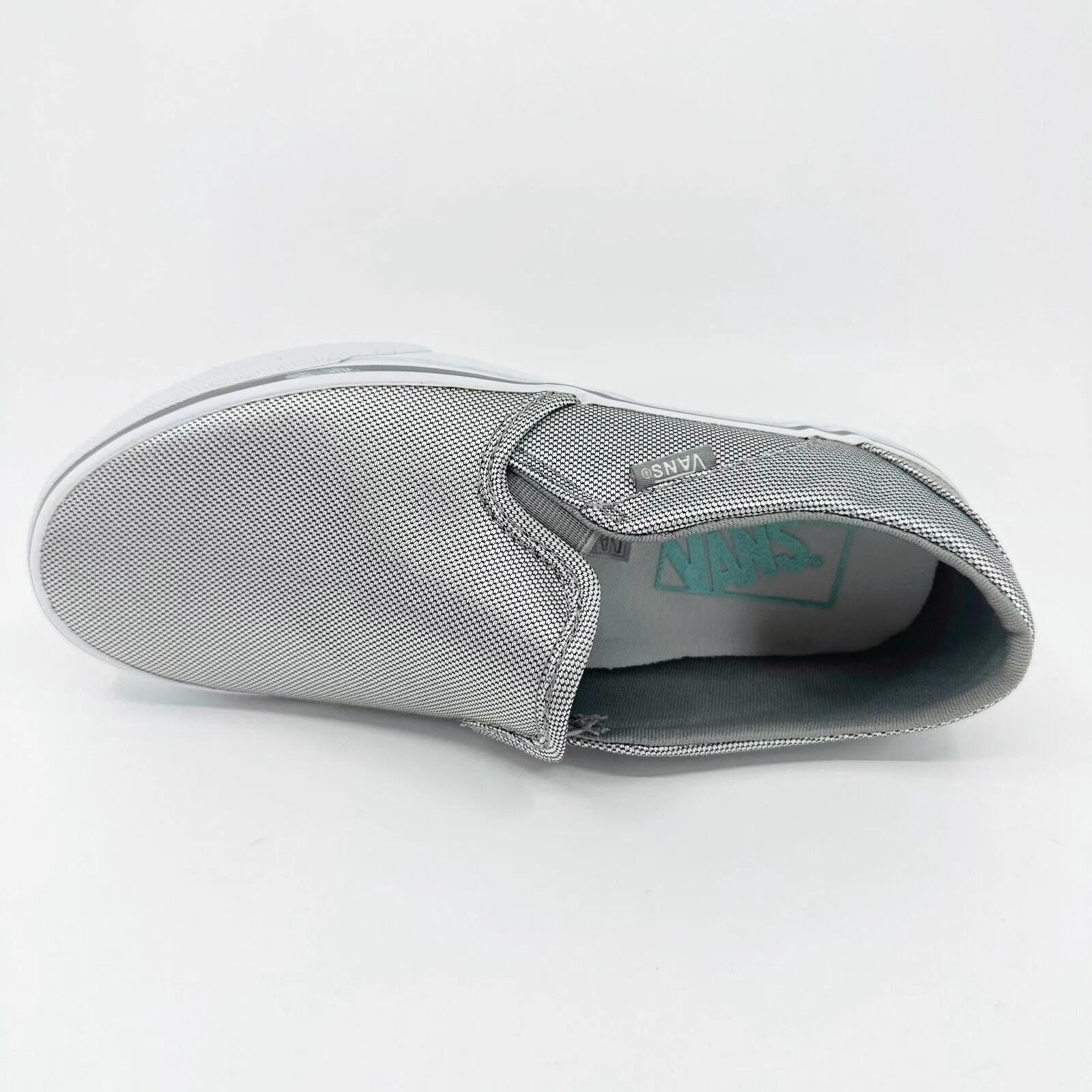 Vans Asher (Textile) Silver White Gray Womens Size 6 Casual Slip On Shoes