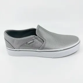 Vans Asher (Textile) Silver White Gray Womens Size 6 Casual Slip On Shoes
