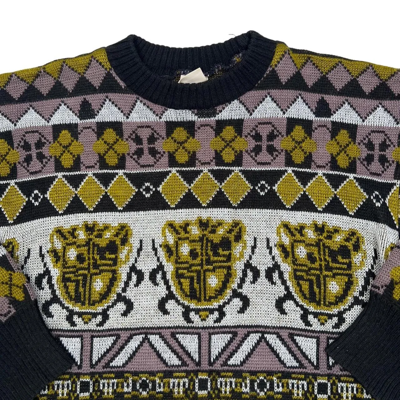 Vintage 90’s ENCO Coat Of Arms Patterned Knit Crewneck Sweater Jumper