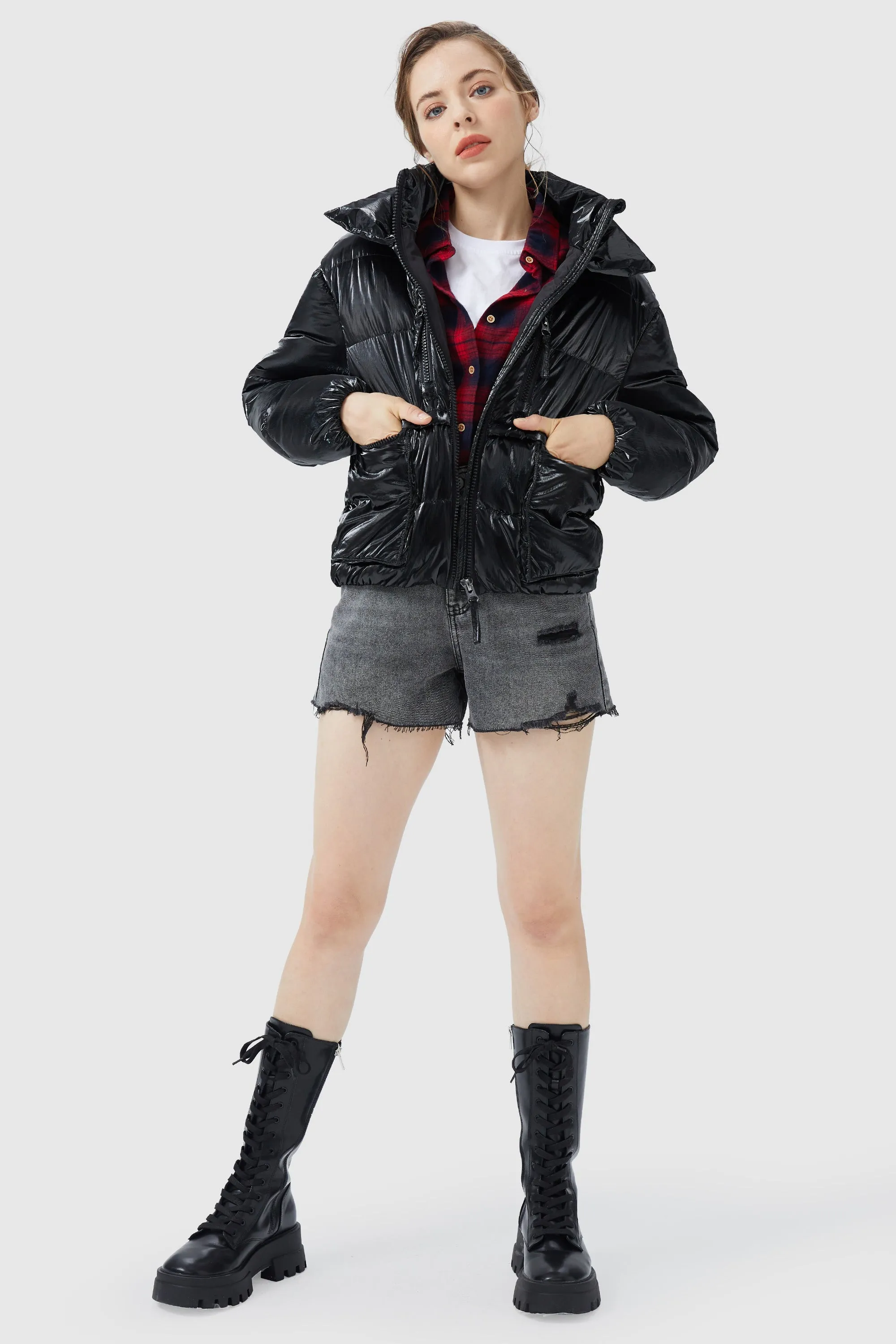 Water-Resistant Stand Collar Puffer Down Coat