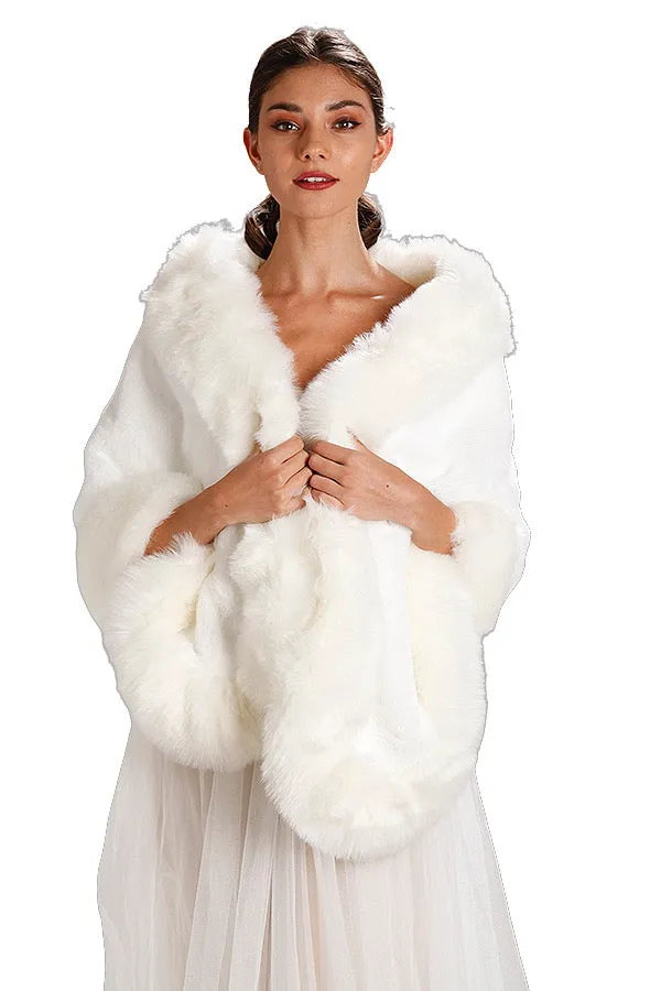 White Faux Fur Shawl
