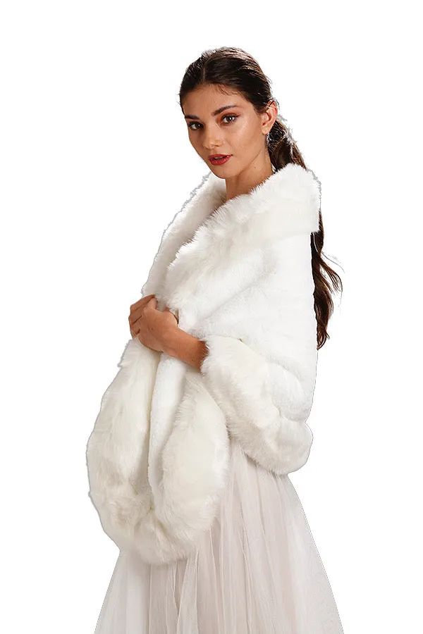 White Faux Fur Shawl