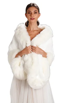 White Faux Fur Shawl
