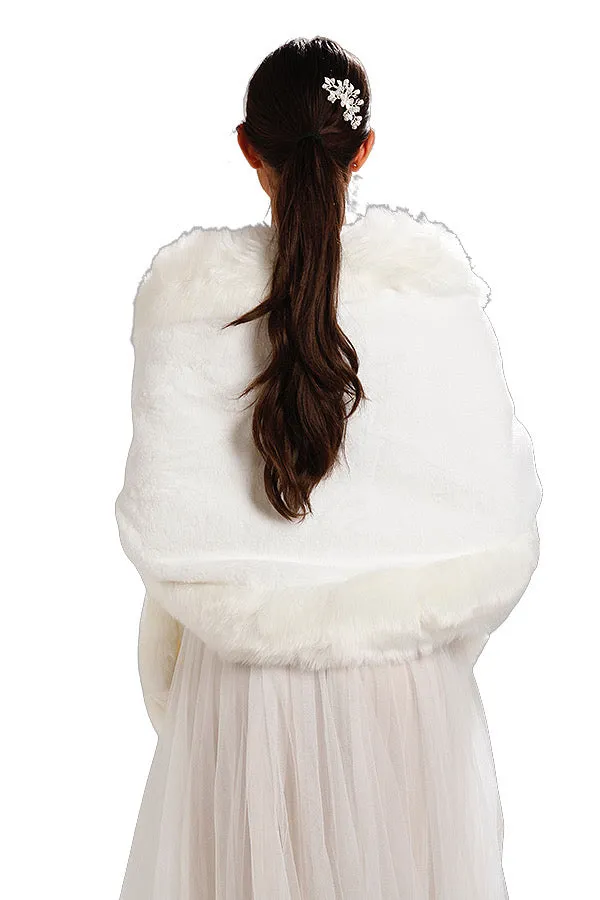White Faux Fur Shawl