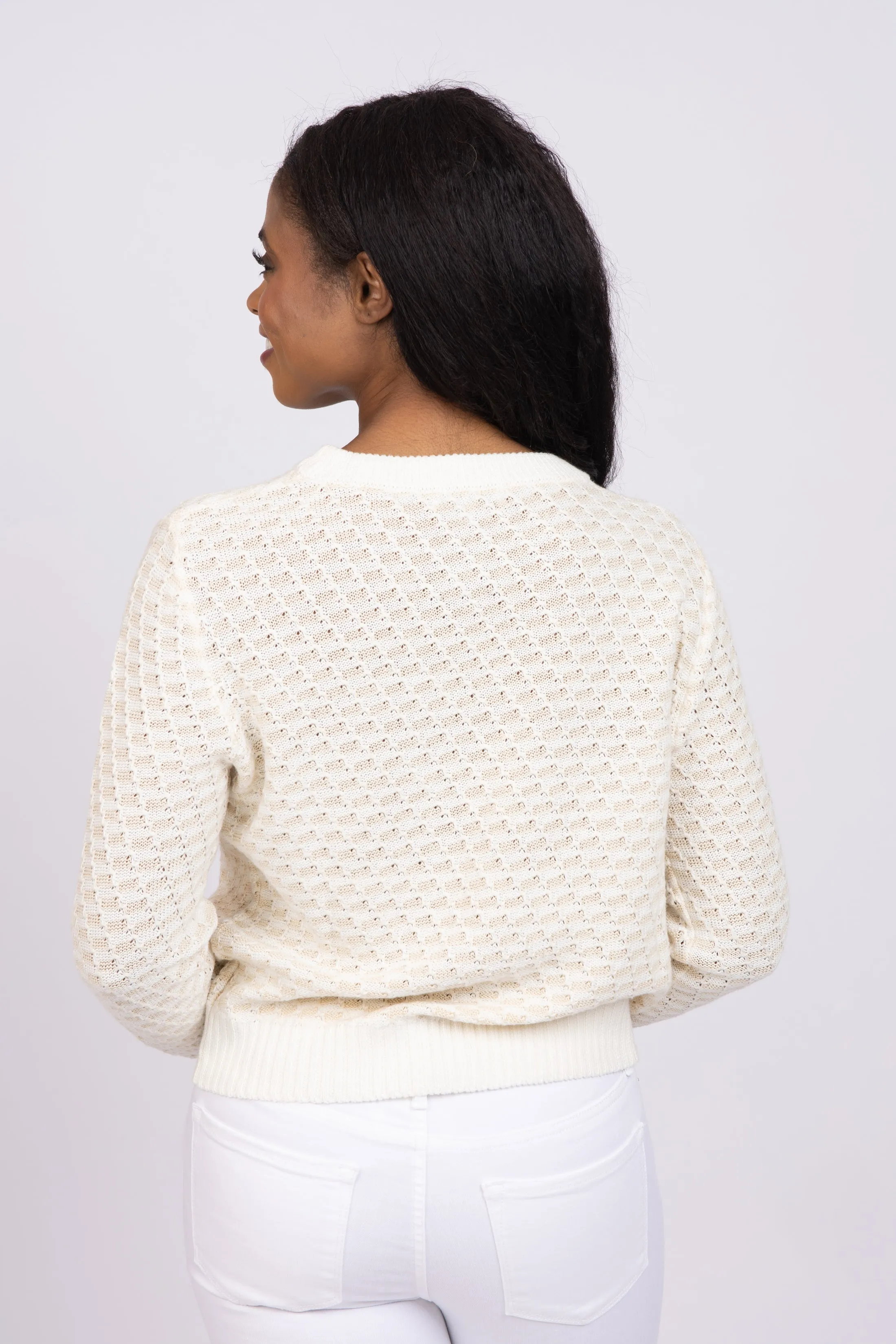 White   Warren Linen Cotton Blend Top in Neutral Combo