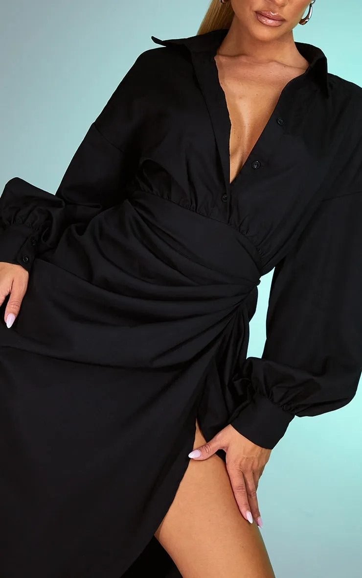 Women's Black Long Sleeve Mini Dress