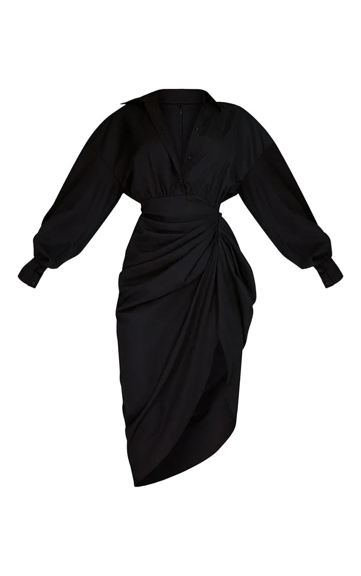 Women's Black Long Sleeve Mini Dress