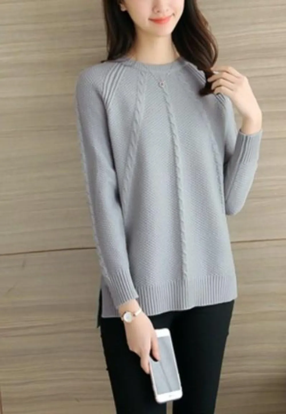 Womens Casual Sweater Accented with Cable Knit Patterns