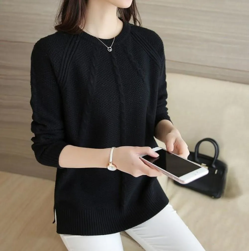 Womens Casual Sweater Accented with Cable Knit Patterns