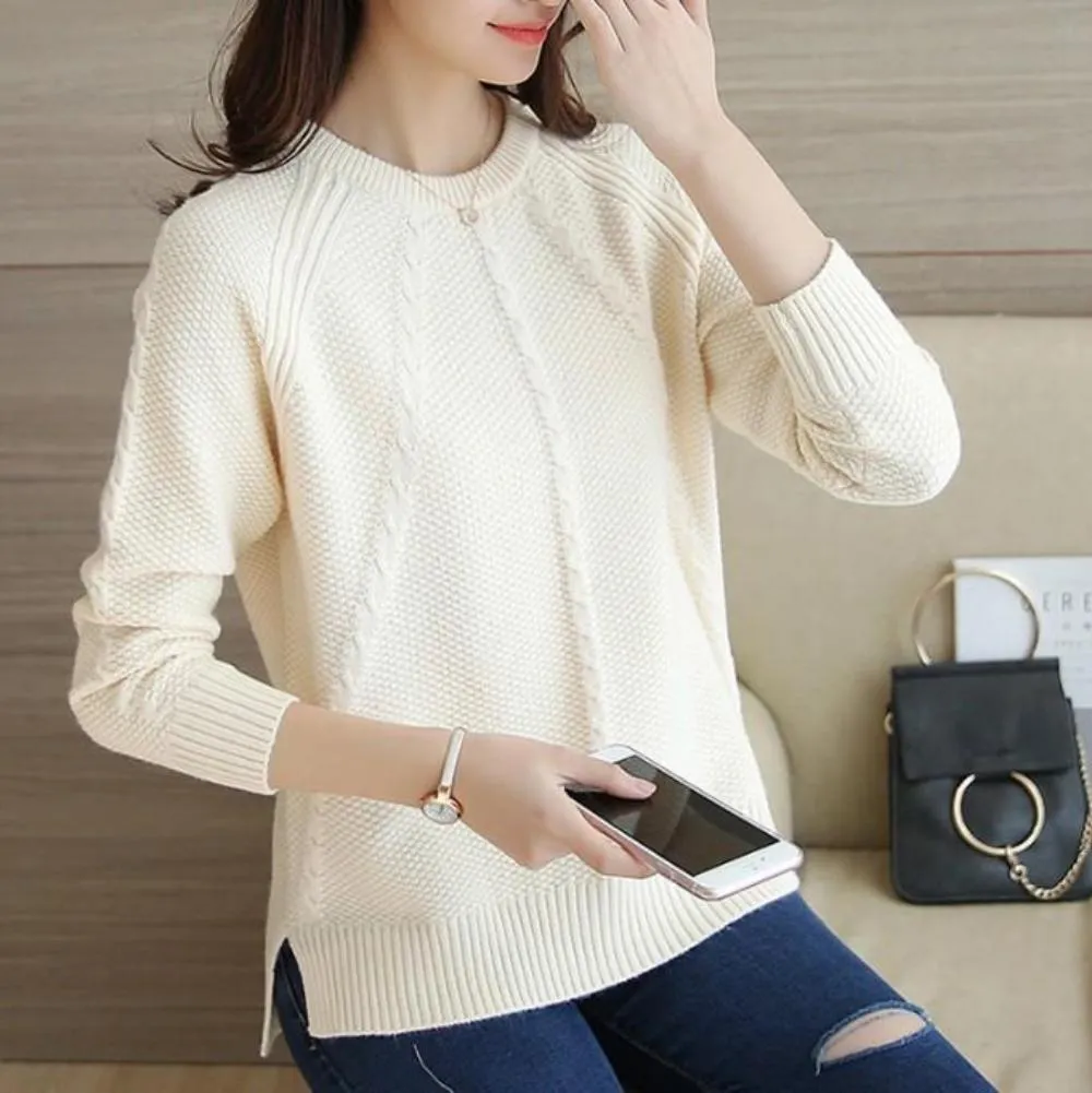 Womens Casual Sweater Accented with Cable Knit Patterns