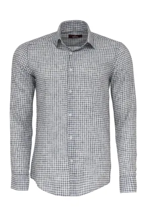WSS Plaid Slim Fit Black Men Shirt  - Singen