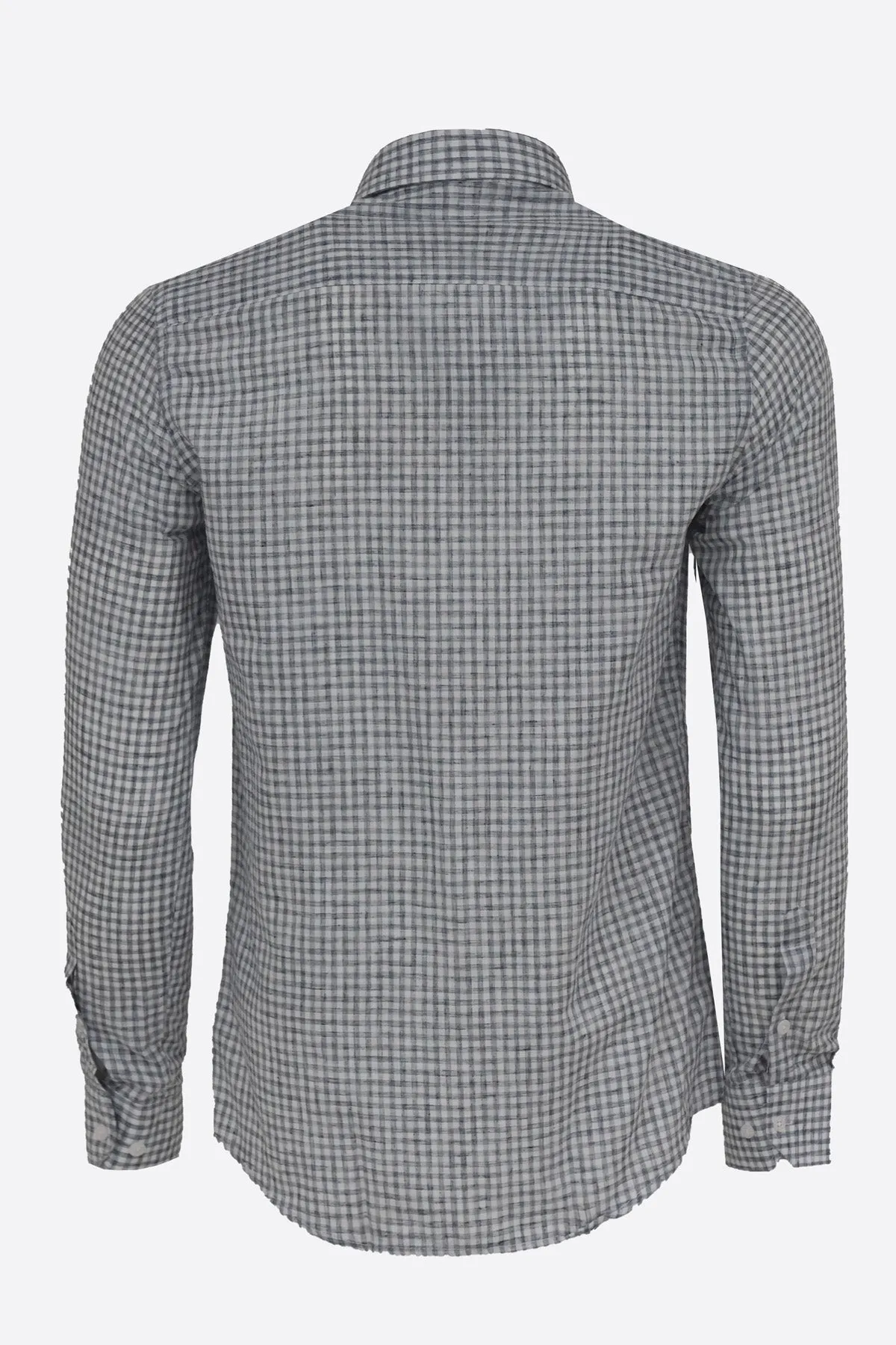 WSS Plaid Slim Fit Black Men Shirt  - Singen