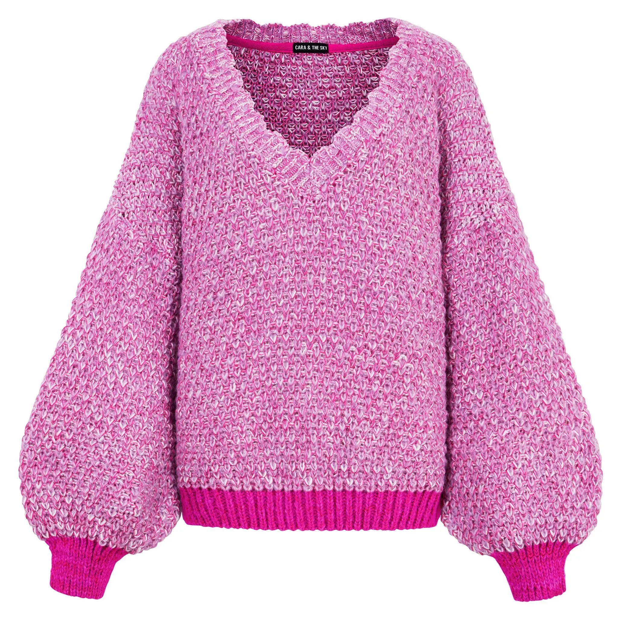 Zohar Twist Oversized V Neck Jumper - Pink